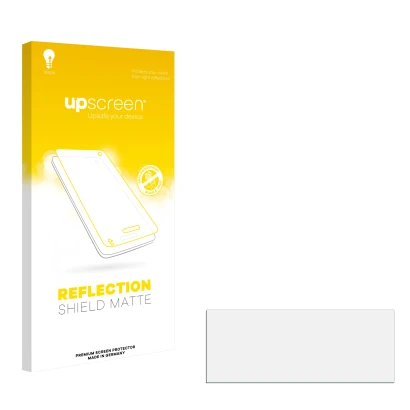 Front side of a product packaging with the brand logo upscreen. Next to it is the corresponding screen protector.