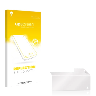 Front side of a product packaging with the brand logo upscreen. Next to it is the corresponding screen protector.