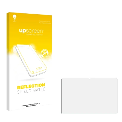 Front side of a product packaging with the brand logo upscreen. Next to it is the corresponding screen protector.