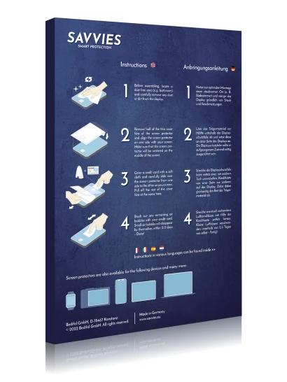 Back side of a product packaging with the brand logo Savvies