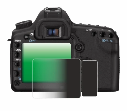 Image of the device Canon EOS 5D Mark II with a wide variety of screen protectors.