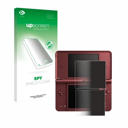 Front side of a product packaging with the brand logo upscreen. Next to it is the device Nintendo DSi XL shown with the corres