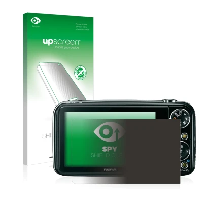 Front side of a product packaging with the brand logo upscreen. Next to it is the device Fujifilm FinePix Real 3D W3 shown wit