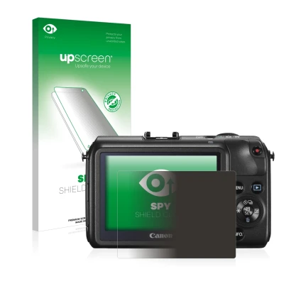 Front side of a product packaging with the brand logo upscreen. Next to it is the device Canon EOS M shown with the correspond