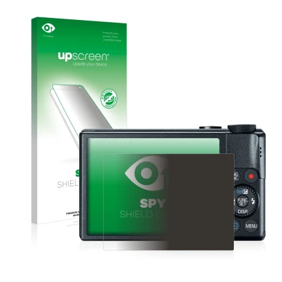 Front side of a product packaging with the brand logo upscreen. Next to it is the device Canon PowerShot S110 shown with the c