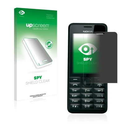 Front side of a product packaging with the brand logo upscreen. Next to it is the device Nokia 301 shown with the correspondin