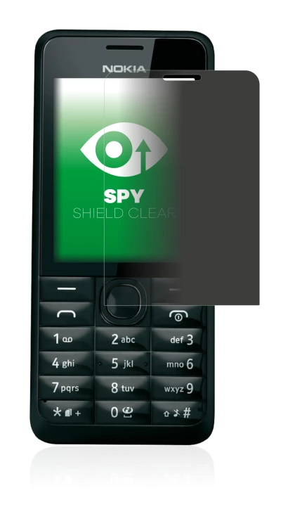 Image of the device Nokia 301 with a wide variety of screen protectors.