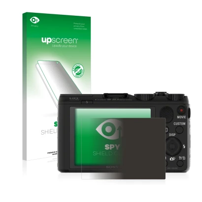 Front side of a product packaging with the brand logo upscreen. Next to it is the device Sony Cyber-Shot DSC-HX50V shown with 