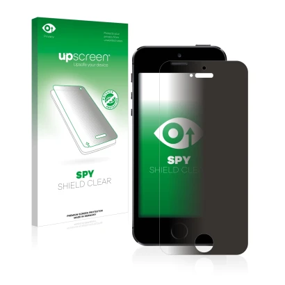 Front side of a product packaging with the brand logo upscreen. Next to it is the device Apple iPhone 5S shown with the corres