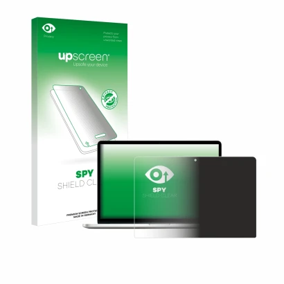 Front side of a product packaging with the brand logo upscreen. Next to it is the device Apple MacBook Pro Retina 13" 2014 sho