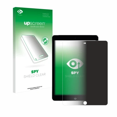 Front side of a product packaging with the brand logo upscreen. Next to it is the device Apple iPad Air 2 2014 shown with the 