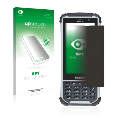 Front side of a product packaging with the brand logo upscreen. Next to it is the device Handheld Nautiz X8 shown with the cor