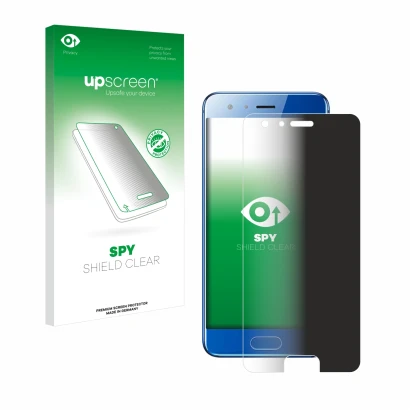 Front side of a product packaging with the brand logo upscreen. Next to it is the device Honor 9 shown with the corresponding 