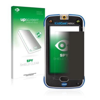Front side of a product packaging with the brand logo upscreen. Next to it is the device Vtech Kidicom Max shown with the corr