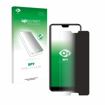 Front side of a product packaging with the brand logo upscreen. Next to it is the device Huawei P20 shown with the correspondi