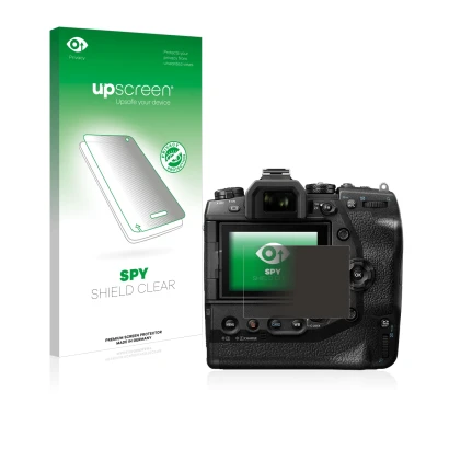 Front side of a product packaging with the brand logo upscreen. Next to it is the device Olympus OM-D E-M1X shown with the cor