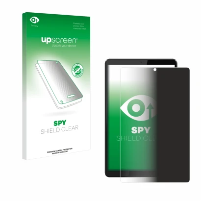 Front side of a product packaging with the brand logo upscreen. Next to it is the device Lenovo Tab M8 shown with the correspo