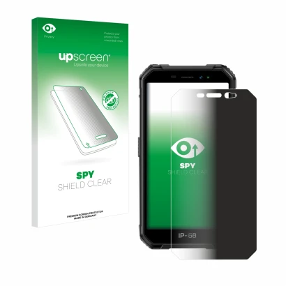 Front side of a product packaging with the brand logo upscreen. Next to it is the device Ulefone Armor X6 shown with the corre