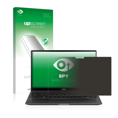 Front side of a product packaging with the brand logo upscreen. Next to it is the device ASUS ZenBook Flip 14 UX463FA shown wi