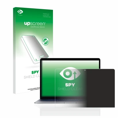 Front side of a product packaging with the brand logo upscreen. Next to it is the device Apple MacBook Air 13