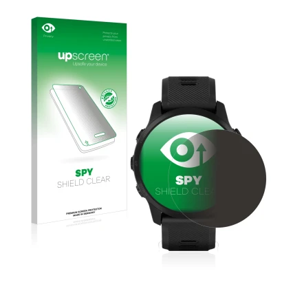 Front side of a product packaging with the brand logo upscreen. Next to it is the device Garmin Forerunner 945 LTE shown with