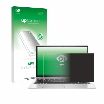 Front side of a product packaging with the brand logo upscreen. Next to it is the device HP ProBook 450 G8 shown with the corr