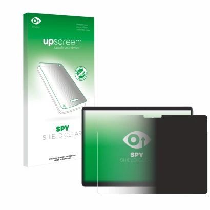 Front side of a product packaging with the brand logo upscreen. Next to it is the device Microsoft Surface Pro 8 (2021) shown 