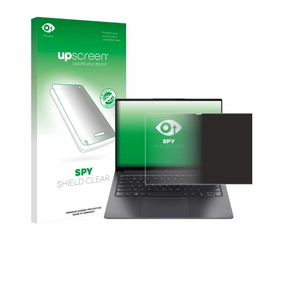 Front side of a product packaging with the brand logo upscreen. Next to it is the device Lenovo Yoga Slim 7 Pro 14" shown with