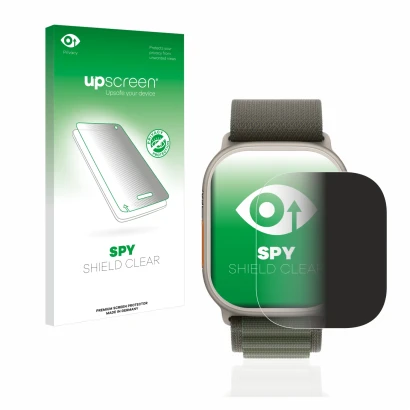 Front side of a product packaging with the brand logo upscreen. Next to it is the device Apple Watch Ultra (49 mm) shown with 
