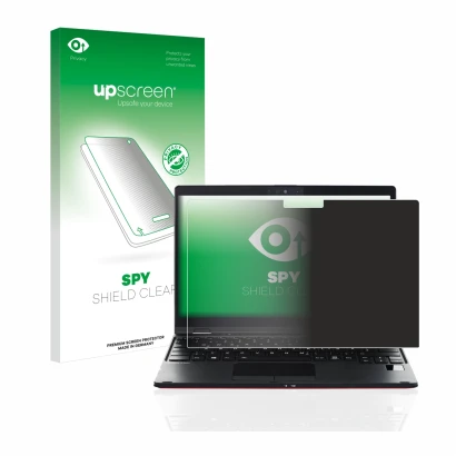 Front side of a product packaging with the brand logo upscreen. Next to it is the device Fujitsu Lifebook U9311X shown with th