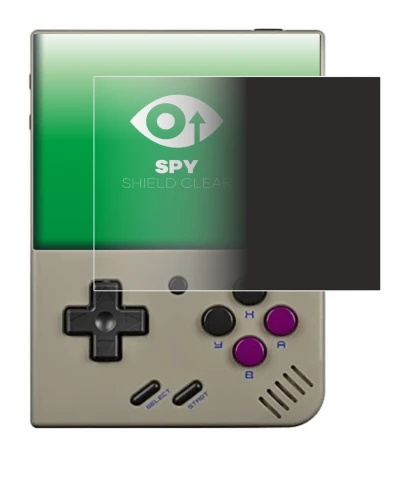 Image of the device Miyoo Mini Plus with a wide variety of screen protectors.