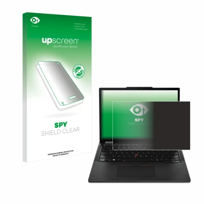 Front side of a product packaging with the brand logo upscreen. Next to it is the device Lenovo ThinkPad X13 Gen 4 shown with 