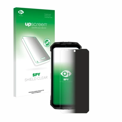 Front side of a product packaging with the brand logo upscreen. Next to it is the device Doogee S100 Pro shown with the corres