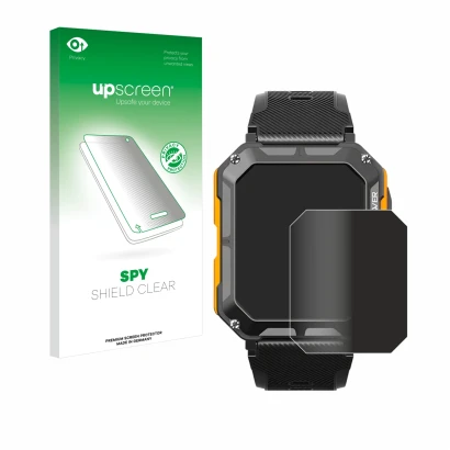 Front side of a product packaging with the brand logo upscreen. Next to it is the device Njord Gear The Indestructible Smartwa
