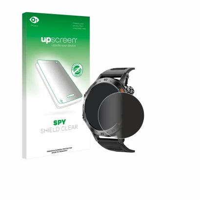 Front side of a product packaging with the brand logo upscreen. Next to it is the device Lemfo Smartwatch 1.39" shown with the