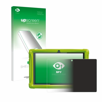 Front side of a product packaging with the brand logo upscreen. Next to it is the device Clementoni Clempad 10 shown with the