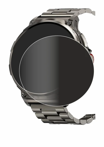 Image of the device Tesofit Smartwatch 1.85" (round) with a wide variety of screen protectors.