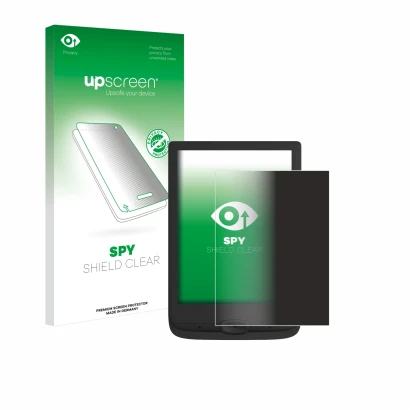 Front side of a product packaging with the brand logo upscreen. Next to it is the device PocketBook Basic Lux 4 shown with the