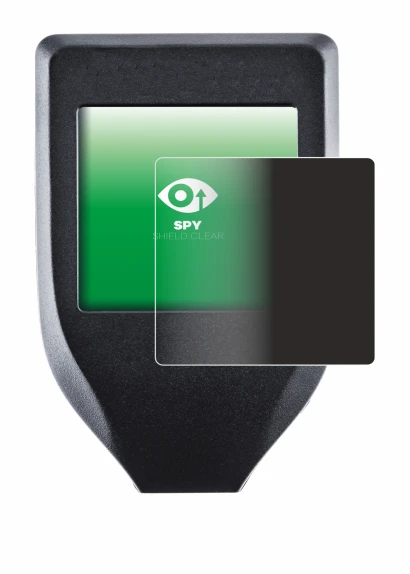 Image of the device Trezor Model T with a wide variety of screen protectors.