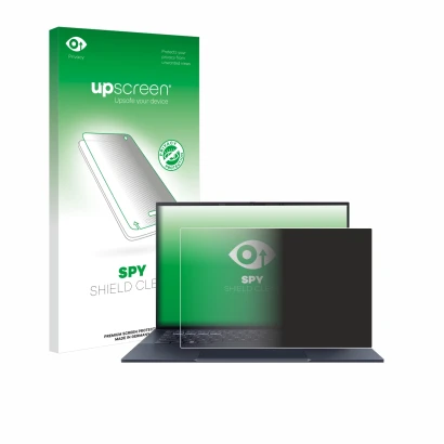 Front side of a product packaging with the brand logo upscreen. Next to it is the device ASUS ExpertBook B9 B9403 shown with t