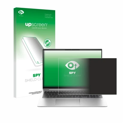 Front side of a product packaging with the brand logo upscreen. Next to it is the device HP EliteBook 860 G11 shown with the c