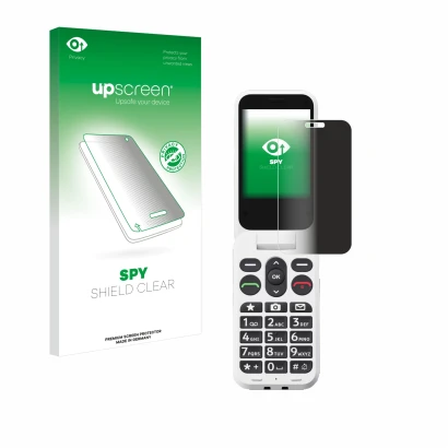 Front side of a product packaging with the brand logo upscreen. Next to it is the device Doro Leva L20 shown with the correspo