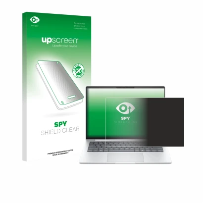 Front side of a product packaging with the brand logo upscreen. Next to it is the device HP EliteBook 8 G1i 14" shown with the