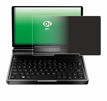 Image of the device GPD MicroPC 2 with a wide variety of screen protectors.