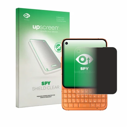 Front side of a product packaging with the brand logo upscreen. Next to it is the device Unihertz Titan 2 Elite shown with the