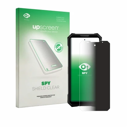 Front side of a product packaging with the brand logo upscreen. Next to it is the device Doogee V50 Pro shown with the corresp