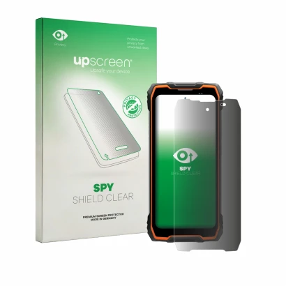 Front side of a product packaging with the brand logo upscreen. Next to it is the device Blackview Rock 2 shown with the corre