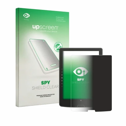 Front side of a product packaging with the brand logo upscreen. Next to it is the device inkBOOK Solaris shown with the corres