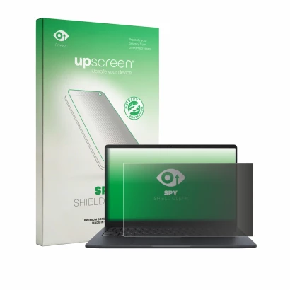 Front side of a product packaging with the brand logo upscreen. Next to it is the device ASUS ExpertBook B1 B1503 shown with t