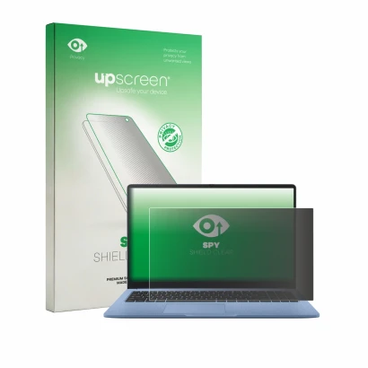 Front side of a product packaging with the brand logo upscreen. Next to it is the device ASUS Chromebook CM15 shown with the c